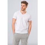 Cacharel 2170 Beyaz Erkek Modal V Yaka Slim Fit T-shirt
