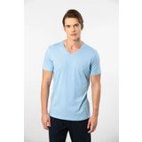 Cacharel 2170 Erkek Modal Pamuk V Yaka Kısa Kollu T-shirt/açıkmavi
