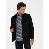 Cacharel 50274681-VR046 Siyah Slim Fit Yün Karışımlı Dokulu Kaşe Erkek Mont