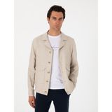 Cacharel 50300082-VR011 Erkek Bej Slim Fit Keten Mont