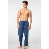 Cacharel Ekoseli Erkek Tek Alt Pijama, Cep Detaylıdır, %95 Pamuk %5 Likralı - 2XL - İndigo