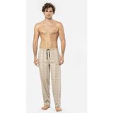 Cacharel Ekoseli Erkek Tek Alt Pijama, Cep Detaylıdır, %95 Pamuk %5 Likralı - Bej - 2XL