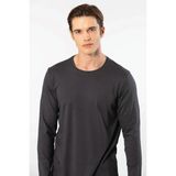 Cacharel Erkek %50 Modal, %50 Pamuk Bisiklet Yaka Uzunkol T-Shirt - Antrasit