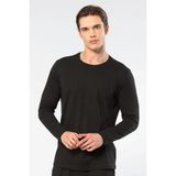 Cacharel Erkek %50 Modal, %50 Pamuk Bisiklet Yaka Uzunkol T-Shirt - Siyah - XL