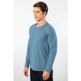 Cacharel Erkek %50 Modal, %50 Pamuk Bisiklet Yaka Uzunkol T-shirt