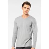 Cacharel Erkek %50 Modal, %50 Pamuk V Yaka Uzunkol T-Shirt - Gri