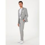 Cacharel Erkek Açık Gri Slim Fit %100 Yün Çizgili Kruvaze Takım Elbise 50306346-VR001 - 6 Drop - 58