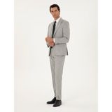 Cacharel Erkek Açık Gri Slim Fit %100 Yün Kırlangıç Yaka Çizgili Takım Elbise 50291023-VR001 - 52 - 6 Drop