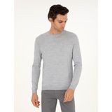 Cacharel Erkek Açık Gri Slim Fit Bisiklet Yaka Yün Karışımlı Basic Triko Kazak 50293301-VR001 - XL
