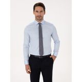 Cacharel Erkek Açık Mavi Slim Fit %100 Pamuk Yarım İtalyan Yaka Klasik Gömlek 50318216-VR003 - 46