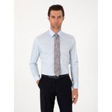 Cacharel Erkek Açık Mavi Slim Fit Non Iron Pamuk Karışımlı Klasik Gömlek 50305838-VR003 - 40