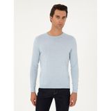 Cacharel Erkek Açık Mavi Slim Fit Yün Karışımlı Bisiklet Yaka Basic Triko Kazak 50293301-VR003 - 2XL