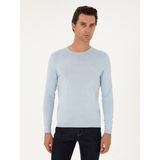 Cacharel Erkek Açık Mavi Slim Fit Yün Karışımlı Bisiklet Yaka Basic Triko Kazak 50293301-VR003