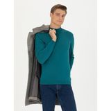 Cacharel Erkek Açık Petrol Slim Fit Bisiklet Yaka Basic Triko Kazak 50270172-VR242 - 3XL