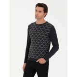 Cacharel Erkek Antrasit Slim Fit %100 Pamuk Bisiklet Yaka Triko Kazak 50234971-VR006