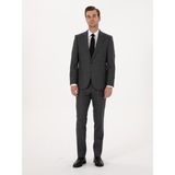 Cacharel Erkek Antrasit Slim Fit %100 Yün Ekose Takım Elbise 50315670-VR006 - 6 Drop - 52