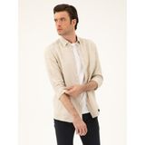 Cacharel Erkek Bej Regular Fit %100 Keten Gömlek 50284823-VR011 - 2XL
