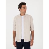 Cacharel Erkek Bej Regular Fit %100 Keten Gömlek 50303617-VR011 - S