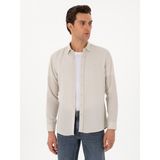 Cacharel Erkek Bej Regular Fit Alttan Biritli Liyosel Gömlek 50300590-VR011 - XL