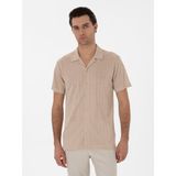 Cacharel Erkek Bej Regular Fit Apaş Yaka Örme Gömlek 50306181-VR011 - XL