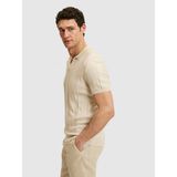 Cacharel Erkek Bej Regular Fit Keten Karışımlı Apaş Yaka Triko T-Shirt 50320670-VR011