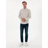 Cacharel Erkek Bej Slim Fit % 100 Pamuk Gömlek 50310525-VR110 - 2XL - Vanilya