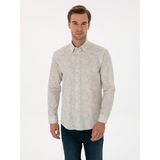 Cacharel Erkek Bej Slim Fit % 100 Pamuk Gömlek 50310525-VR110 - Vanilya