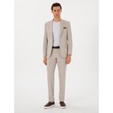 Cacharel Erkek Bej Slim Fit %100 Yün Mikro Desenli Takım Elbise 50300462-VR011 - 6 Drop - 52