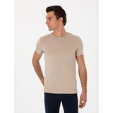 Cacharel Erkek Bej Slim Fit Bisiklet Yaka Pamuklu T-Shirt 50300699-VR011 - 2XL