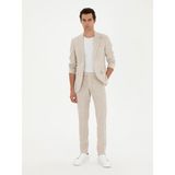 Cacharel Erkek Bej Slim Fit Çizgili Yün Karışımlı Keten Takım Elbise 50288733-VR011 - 48 - 6 Drop