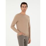 Cacharel Erkek Bej Slim Fit Kaşmir İpek Karışımlı Bisiklet Yaka Triko Kazak 50293273-VR011