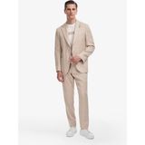 Cacharel Erkek Bej Slim Fit Mono Yaka Keten Karışımlı Takım Elbise 50324837-VR011 - 6 Drop - 52
