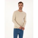 Cacharel Erkek Bej Slim Fit Pamuk Karışımlı Bisiklet Yaka Basic Triko Kazak 50318620-VR011 - 2XL