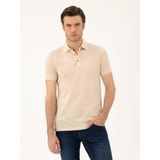 Cacharel Erkek Bej Slim Fit Polo Yaka Merserize T-Shirt 50284769-VR011 - 2XL
