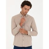 Cacharel Erkek Bej Slim Fit Uzun Kollu Gömlek 50279988-VR011 - XL