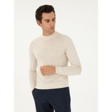 Cacharel Erkek Bej Slim Fit Yün Karışımlı Çeyrek Balıkçı Yaka Basic Triko Kazak 50296402-VR011
