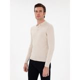 Cacharel Erkek Bej Slim Fit Yün Karışımlı Polo Yaka Basic Triko Kazak 50293274-VR011 - 2XL
