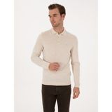 Cacharel Erkek Bej Slim Fit Yün Karışımlı Polo Yaka Basic Triko Kazak 50315267-VR011 - 2XL
