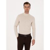 Cacharel Erkek Bej Slim Fit Yün Karışımlı Yarım Balıkçı Basic Triko Kazak 50315296-VR011 - 2XL