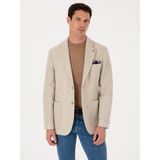 Cacharel Erkek Bej Slim Fit Yün Kaşmir Karışımlı Mikro Desenli Ceket 50310754-VR011 - 6 Drop - 48