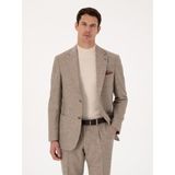 Cacharel Erkek Bej Slim Fit Yün Kaşmir Karışımlı Mikro Desenli Ceket 50312656-VR011 - 6 Drop - 52