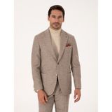 Cacharel Erkek Bej Slim Fit Yün Kaşmir Karışımlı Mikro Desenli Ceket 50312656-VR011 - 6 Drop - 54