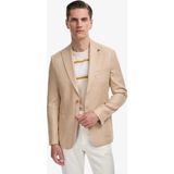 Cacharel Erkek Bej Slim Fit Yün Keten Karışımlı Mikro Desen Kırlangıç Yaka Ceket 50319085-VR011 - 6 Drop - 48