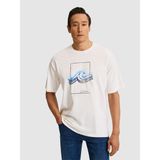 Cacharel Erkek Beyaz Comfort Fit %100 Pamuk Bisiklet Yaka Desenli T-Shirt 50320563-VR013