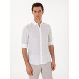 Cacharel Erkek Beyaz Regular Fit %100 Keten Gömlek 50303617-VR013
