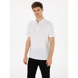 Cacharel Erkek Beyaz Regular Fit %100 Pamuk Fermuarlı Polo Yaka T-shirt 50300835-VR013
