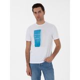 Cacharel Erkek Beyaz Regular Fit Bisiklet Yaka Desenli T-Shirt 50301946-VR013