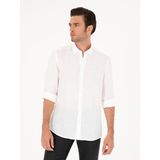 Cacharel Erkek Beyaz Slim Fit %100 Keten Gömlek 50269214-VR013 - 4XL