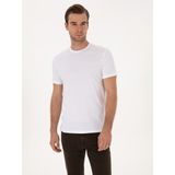 Cacharel Erkek Beyaz Slim Fit %100 Pamuk Bisiklet Yaka Basic T-Shirt 50324401-VR013 - XS