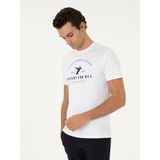 Cacharel Erkek Beyaz Slim Fit Bisiklet Yaka Desenli T-Shirt 50301469-VR013 - 2XL